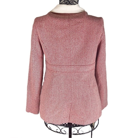 Women's  Zara Pink Double-Breasted Pea Coat Houndstooth Pattern Size Small - Picture 3 of 16